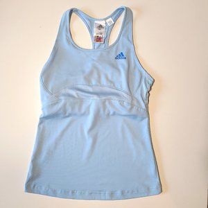 Women's Adidas Climalite Tank Top S/P Light Blue Built-in Bra Activewear